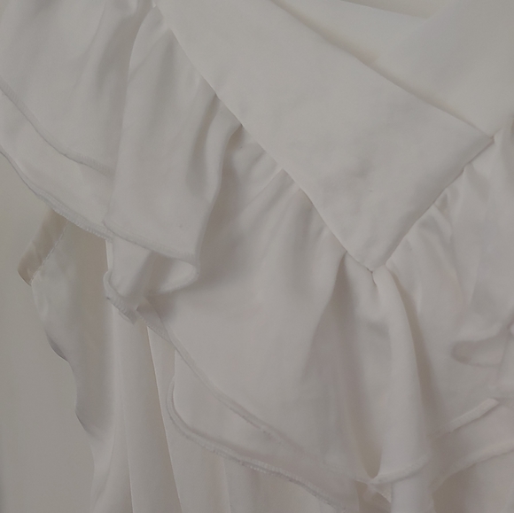 Silky White Ruffled Mini Dress, soft spring summer - Picture 4 of 10